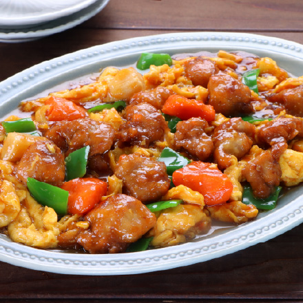 酢豚のスクランブルエッグ